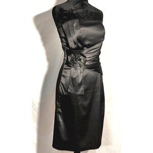 Little Black Dress by Signature by Sangria, Black Satin Strapless Dress, Size 10